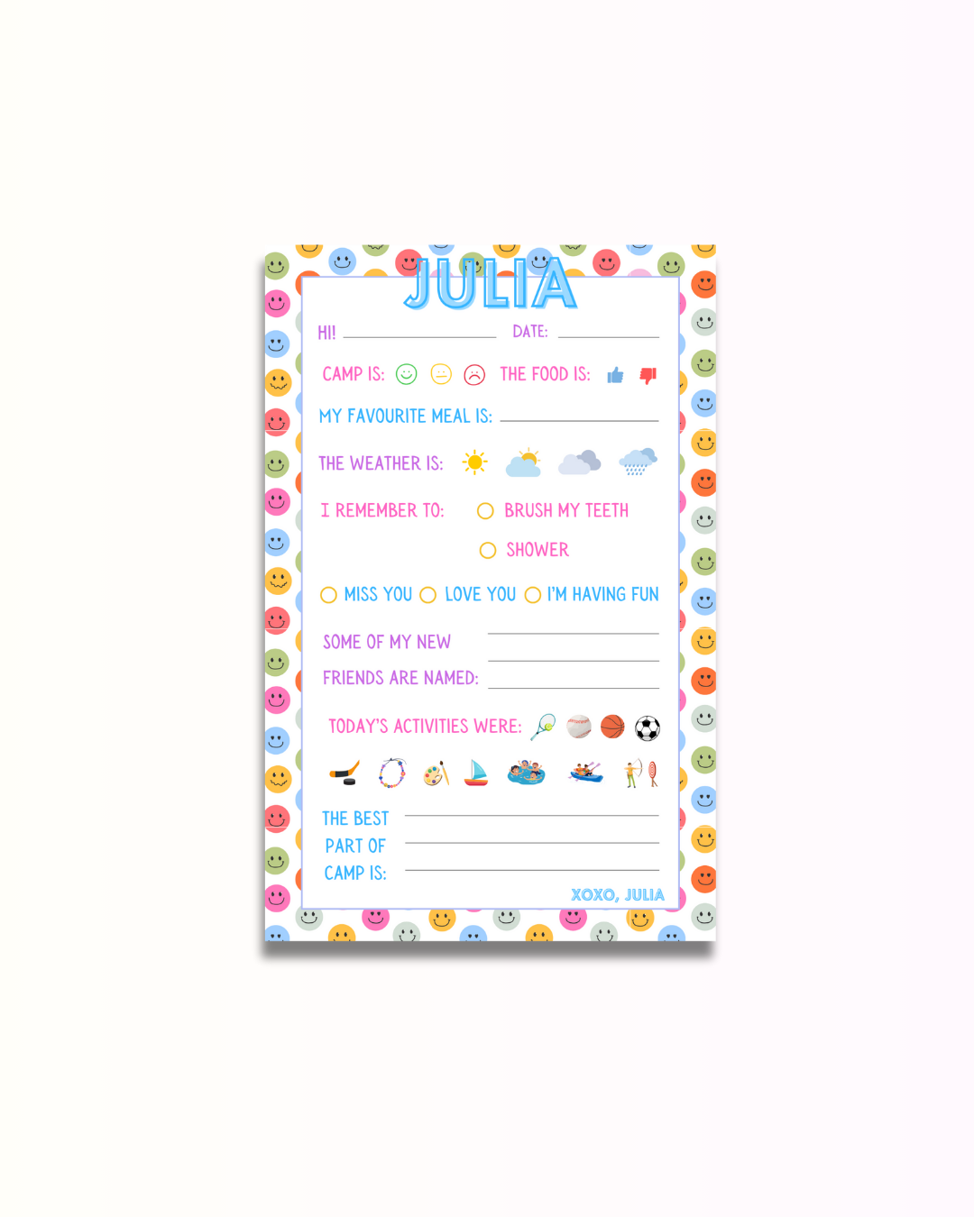 Foldable Smiley Face Fill-In Notepad