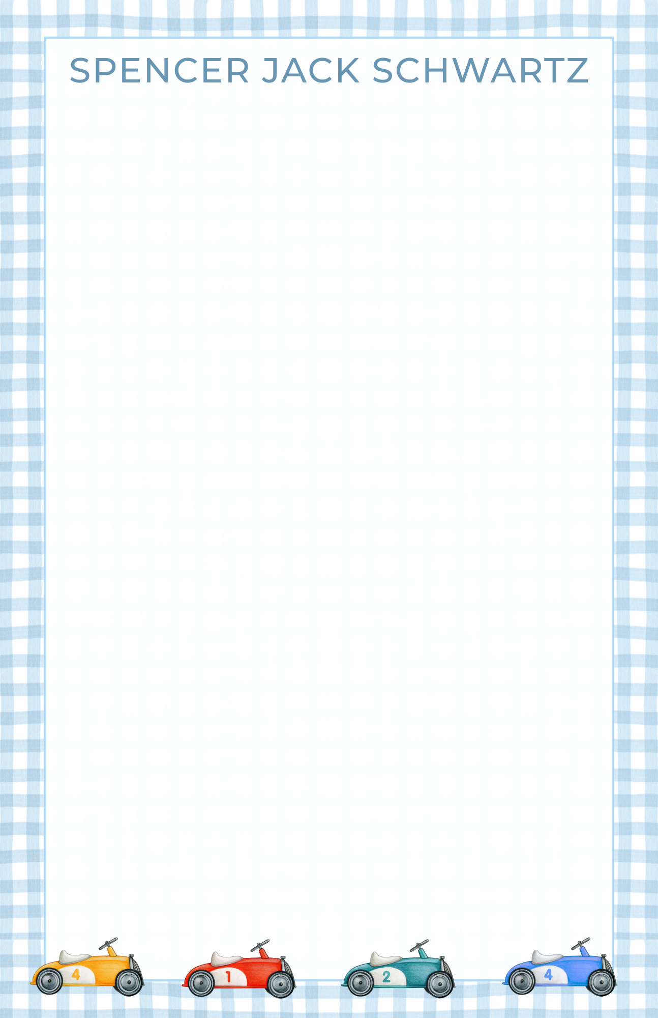 Blue Gingham Car Notepad