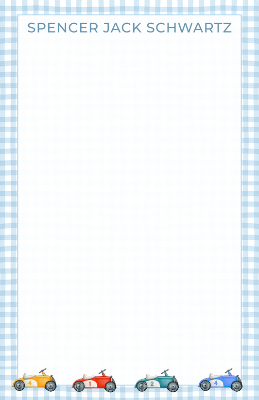Blue Gingham Car Notepad