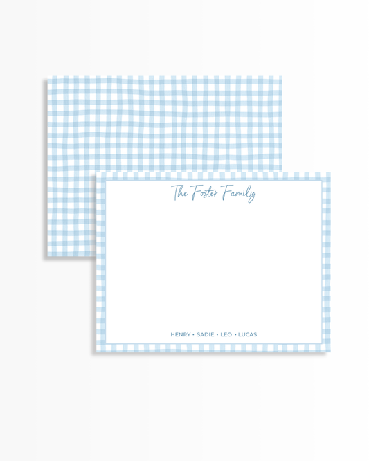 Blue Gingham Stationery