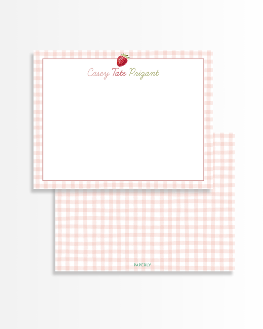 Strawberry Gingham Stationery