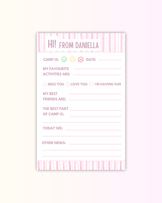 Pink Stripes Fill-In Notepad