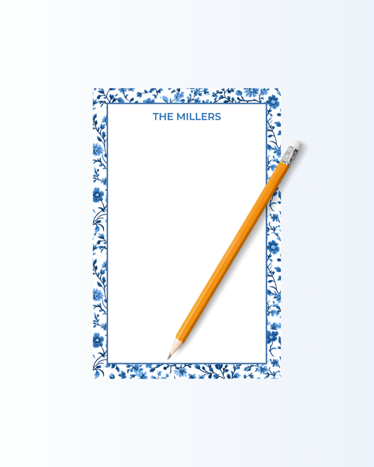Blue Floral Notepad