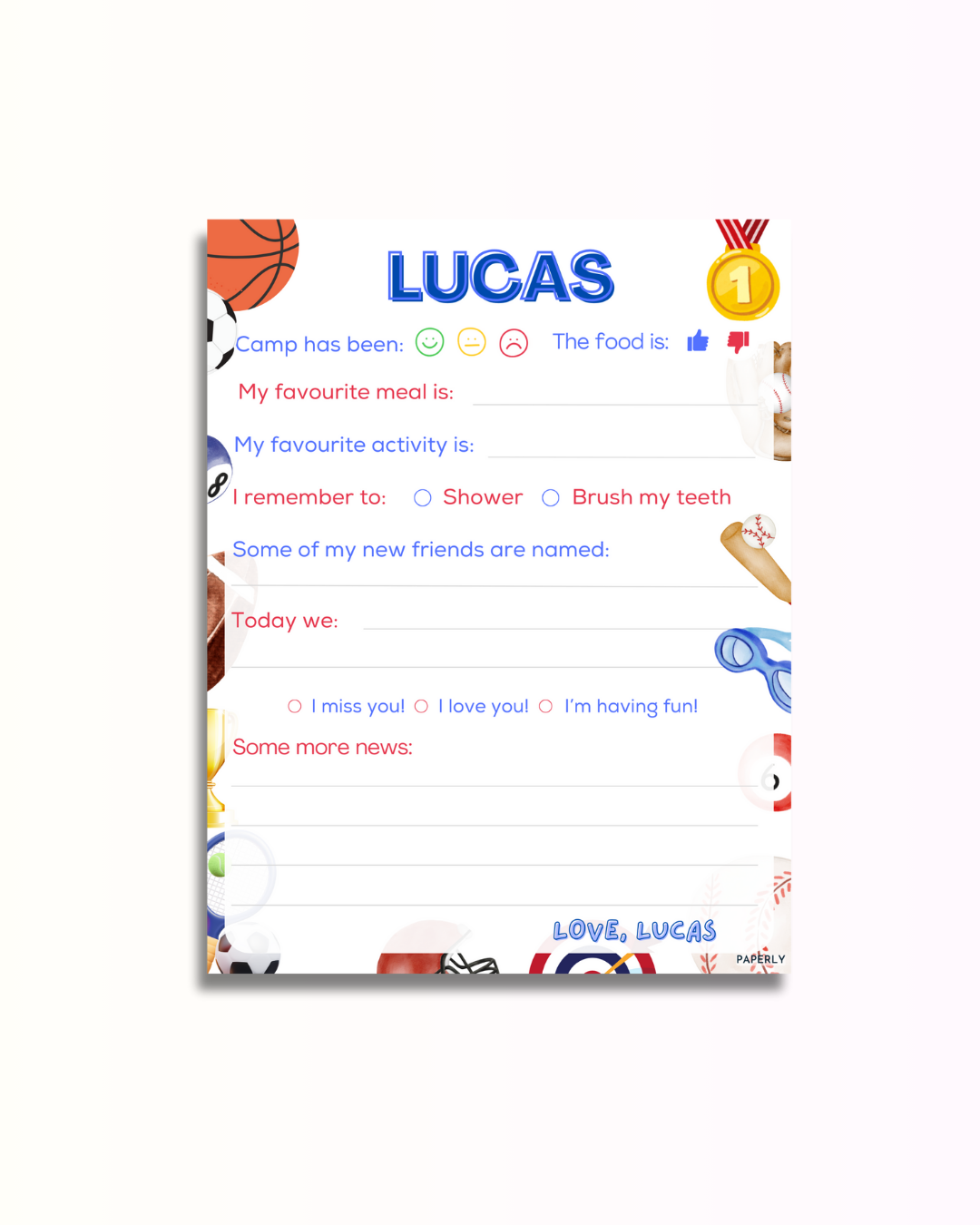 Sporty Fill-In Notepad