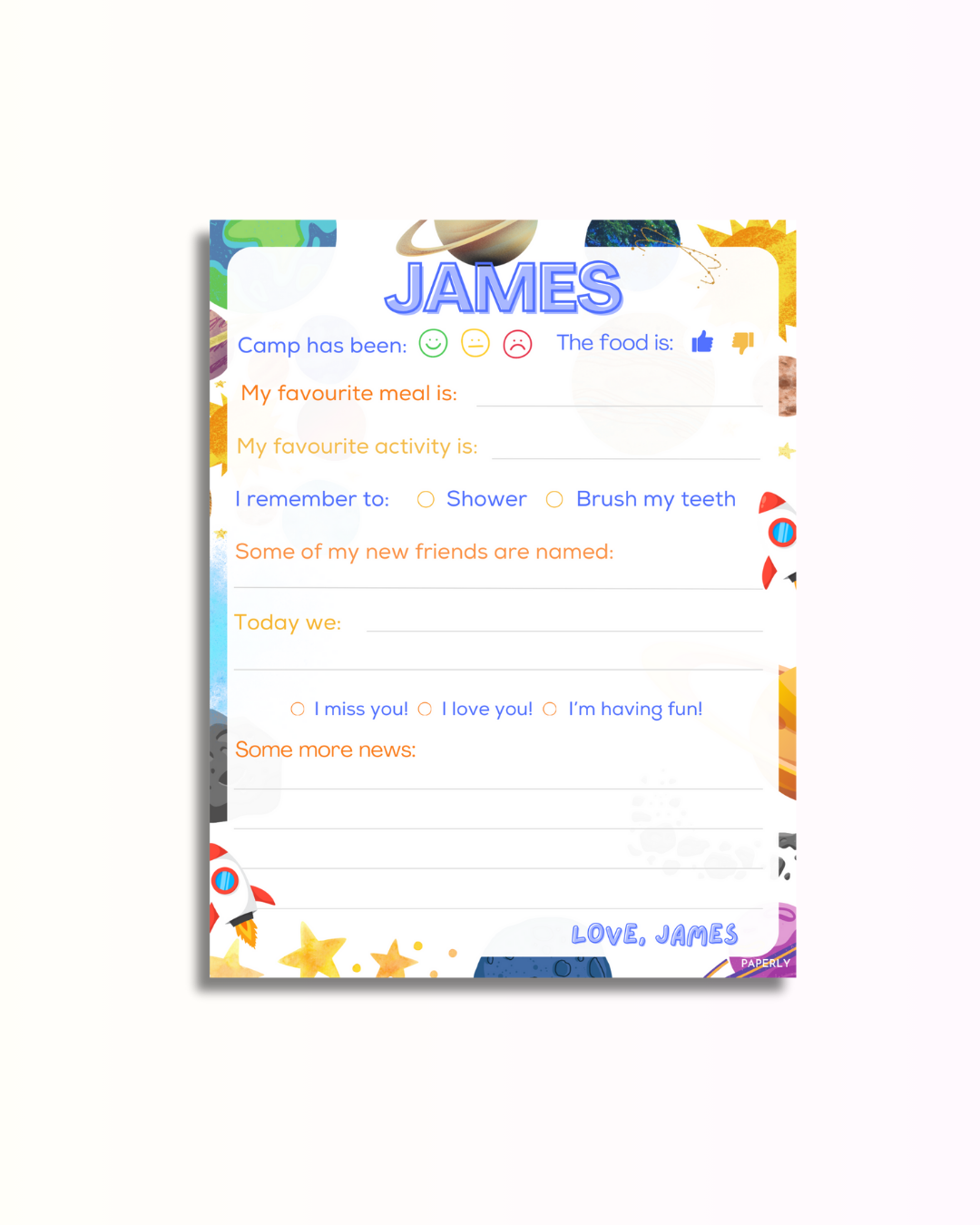 Galaxy Fill-In Notepad