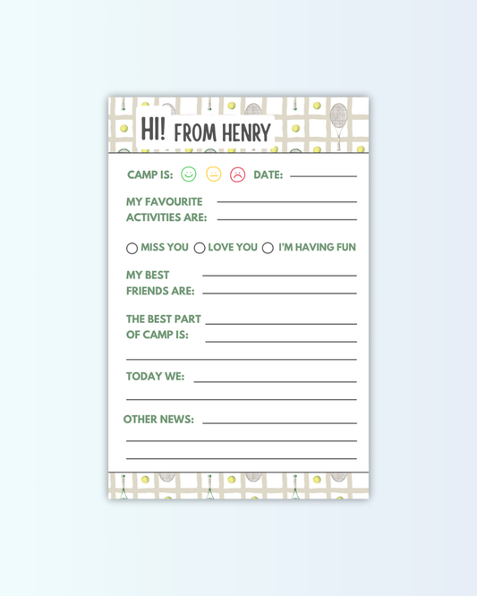 Tennis Fill-In Notepad