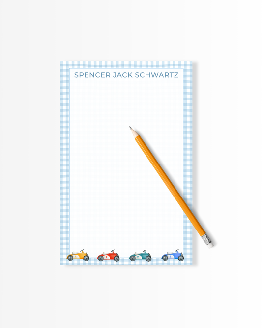 Blue Gingham Car Notepad